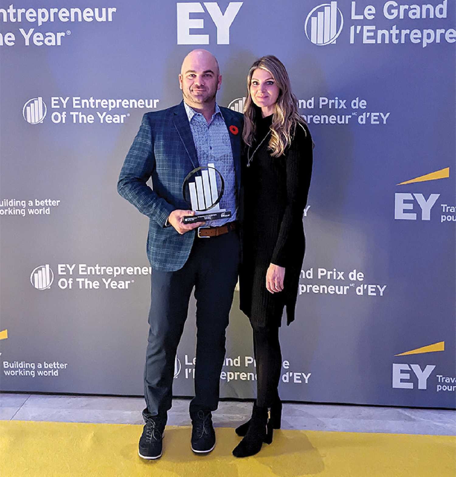 Kristjan and Theresa Hebert at the awards ceremony in Calgary on Nov. 3, 2022. 